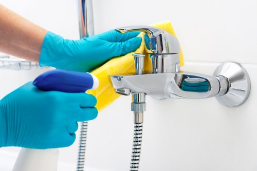 Professional cleaning team working in a Barnes property interior