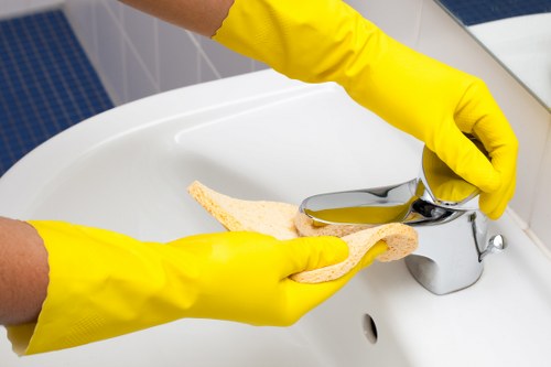 Professional cleaners servicing a shared office space in Barnes